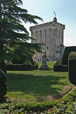 Vue du donjon de Pons depuis les jardins (ancienne basse cour)
