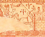 Dessin de la fresque, détail du repli des troupes sarrasines