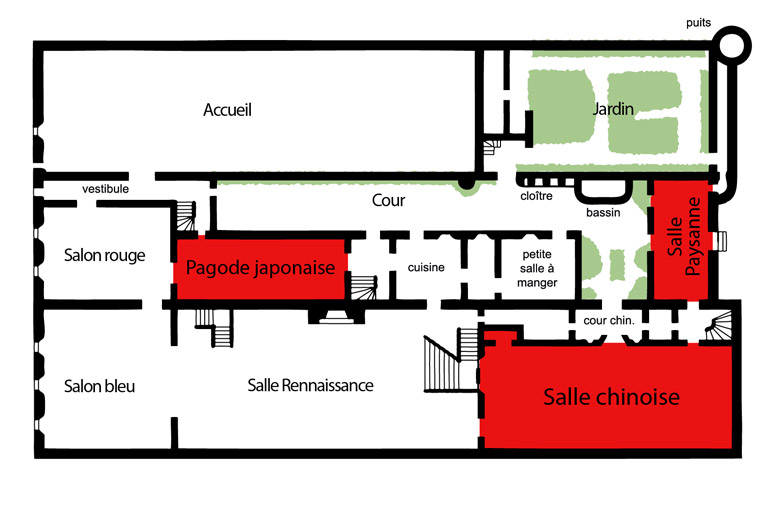 le plan du rez-de-chaussée de la maison de Pierre Loti