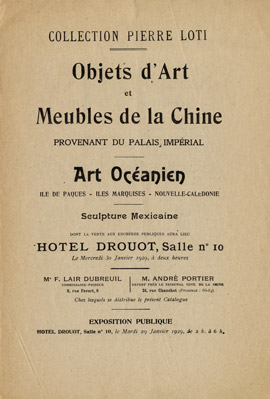 Page de titre du catalogue de la vente Loti de 1929