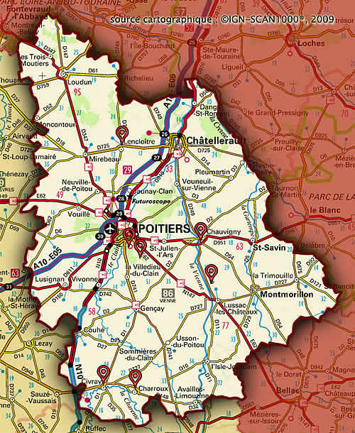 Carte de la Vienne