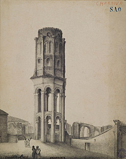 Autre dessin de la tour lanterne de Charroux