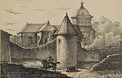 Gravure de l'abbaye de Nouillé-Maupertuis